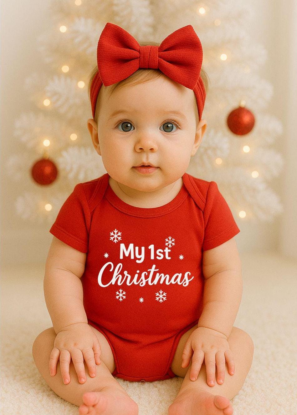 My First Christmas Baby Gift- Red 1st Christmas Bodysuit