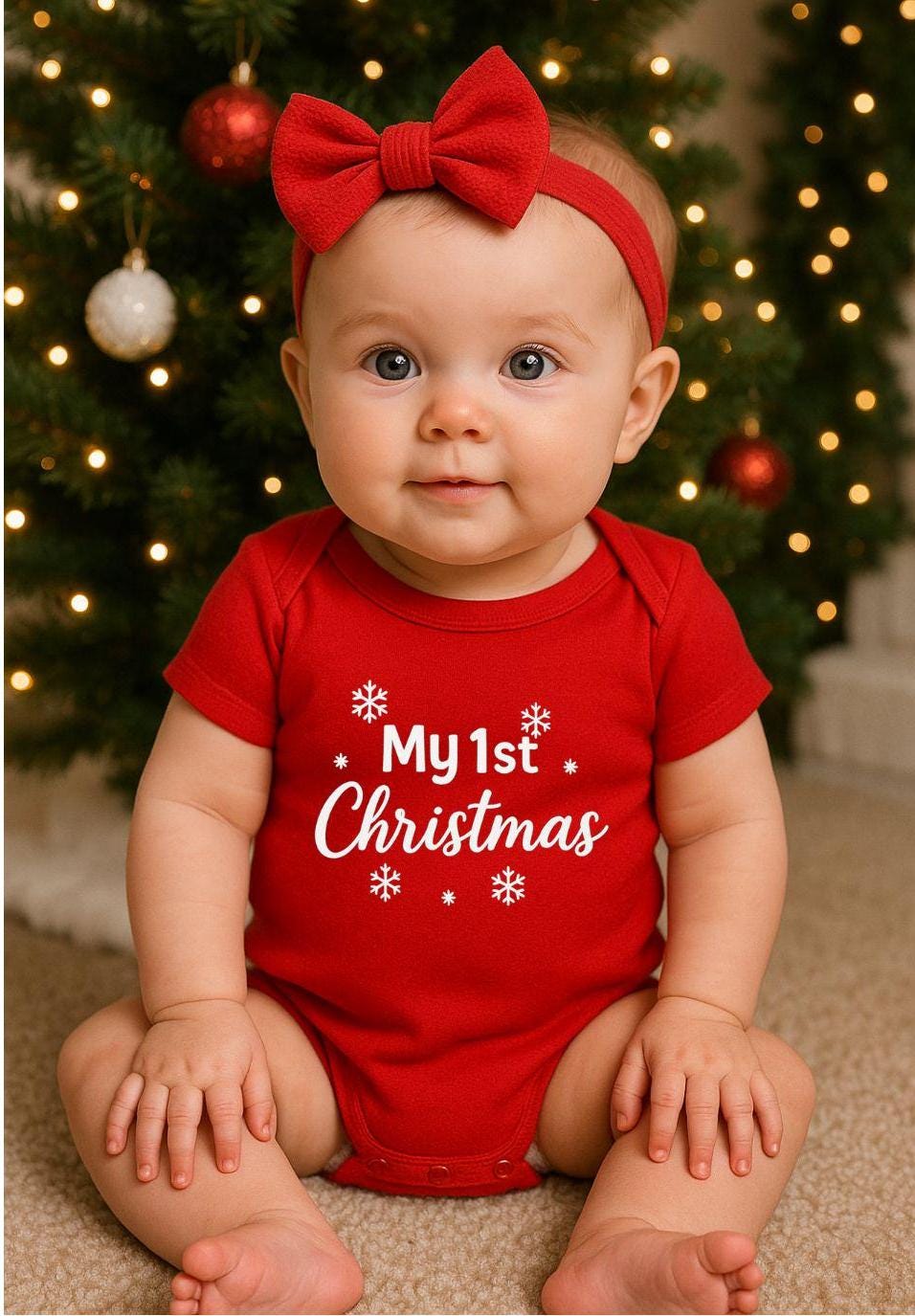 My First Christmas Baby Gift- Red 1st Christmas Bodysuit