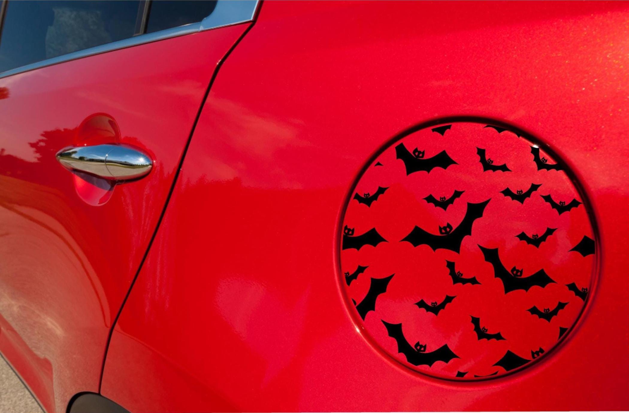 Bat Car Gas Cap Decals: Custom Cut Vinyl Sheets, Witchy Car Upgrade