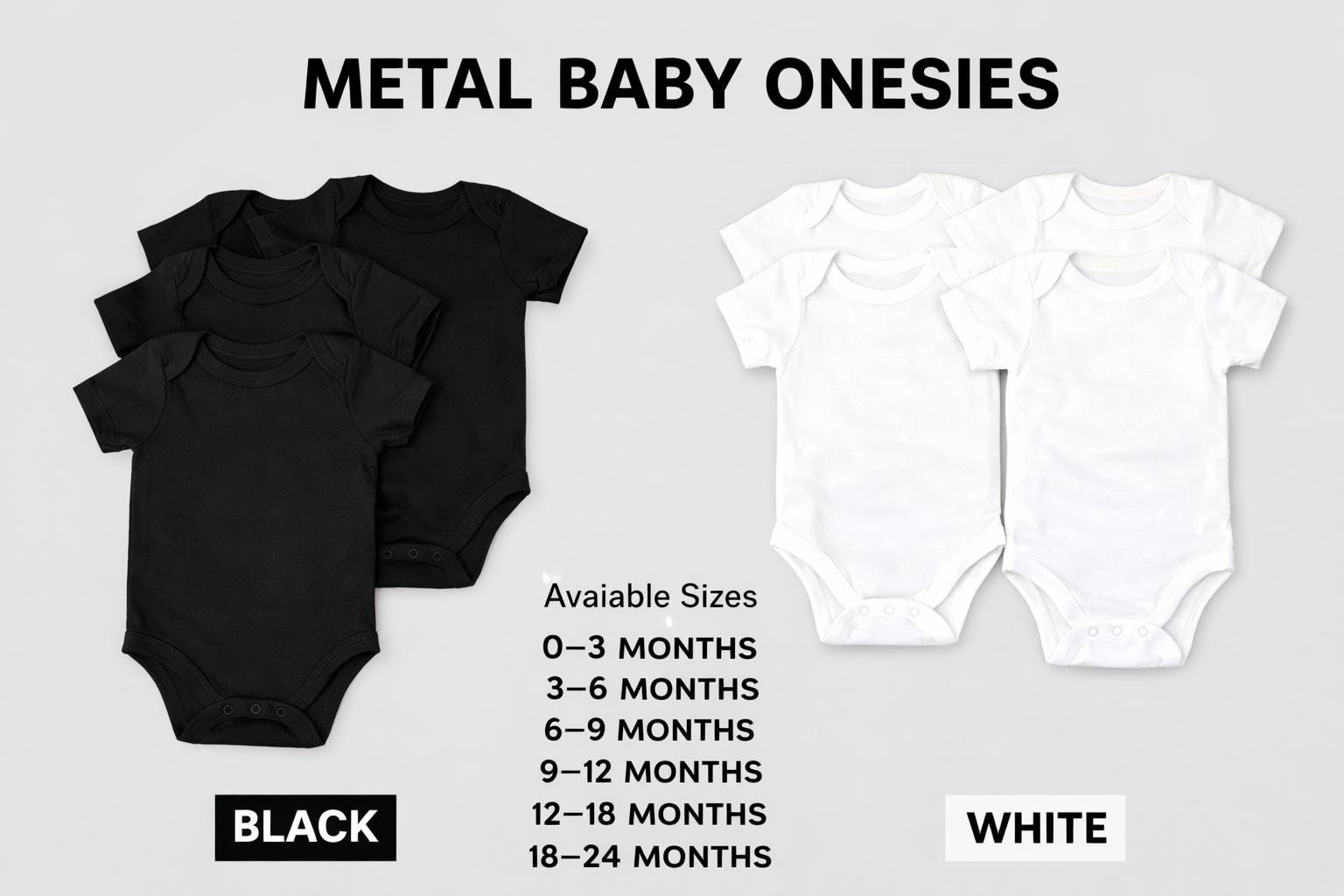 Metal Baby Bodysuit Bundle – 7 Pack